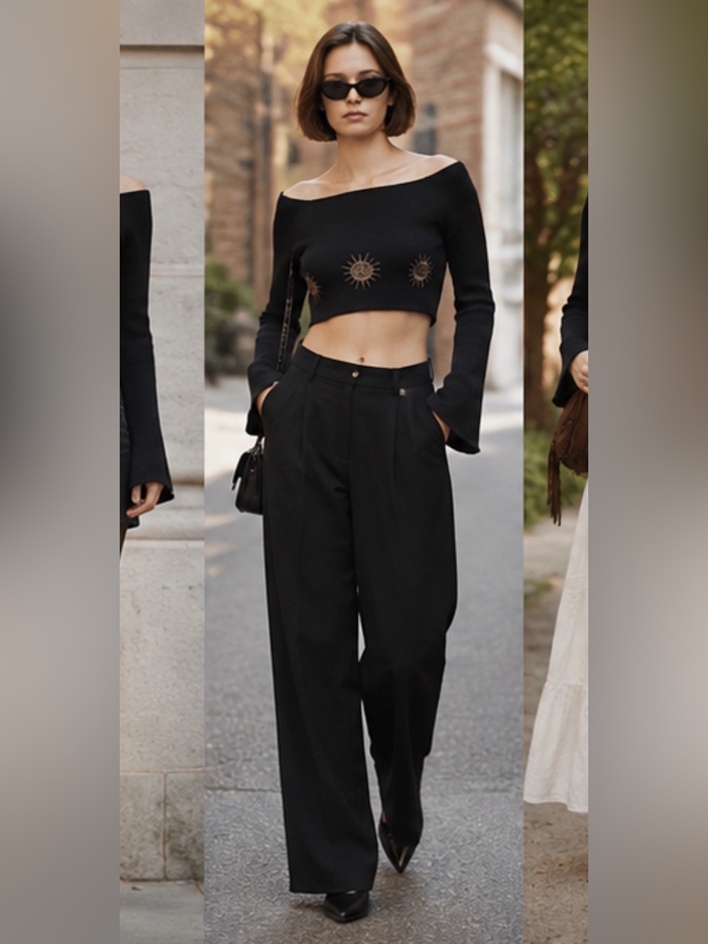 ROMWE Hippie Sun Embroidery Crop Sweater Large NWT